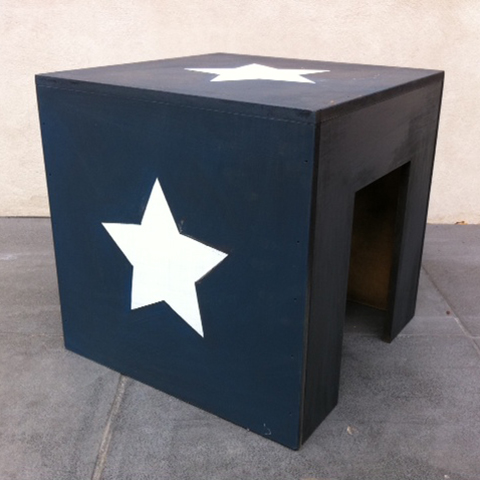 PLINTH, Circus - Low Square Navy White Star 38cm H 